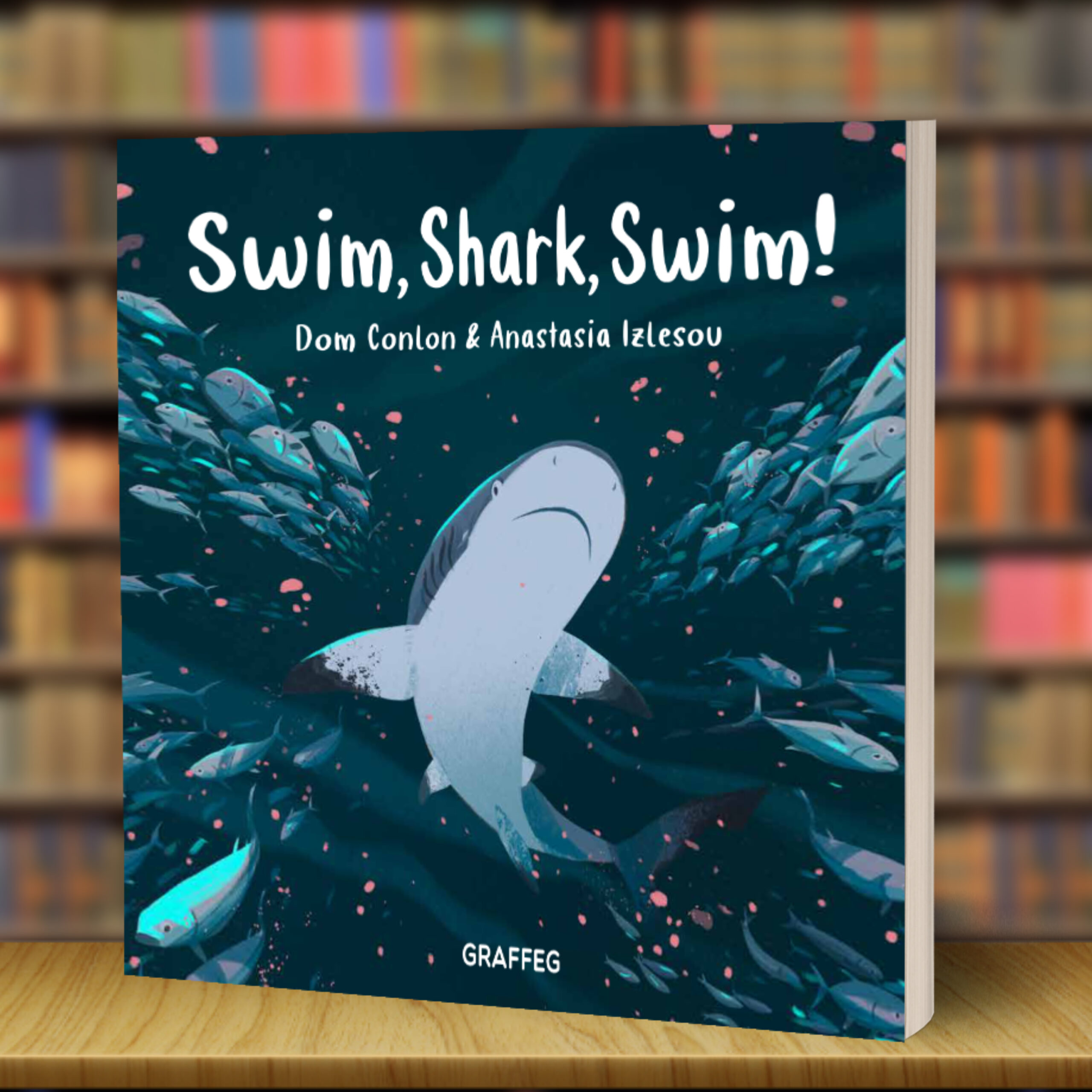 Cover image for Swim Shark Swim by Dom Conlon and Anastasia Izlesou.